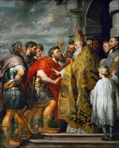 Святой Амвросий Медиоланский и император Феодосий