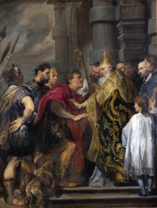 Св. Амвросий запрещает императору Феодосию входить в Миланский собор
