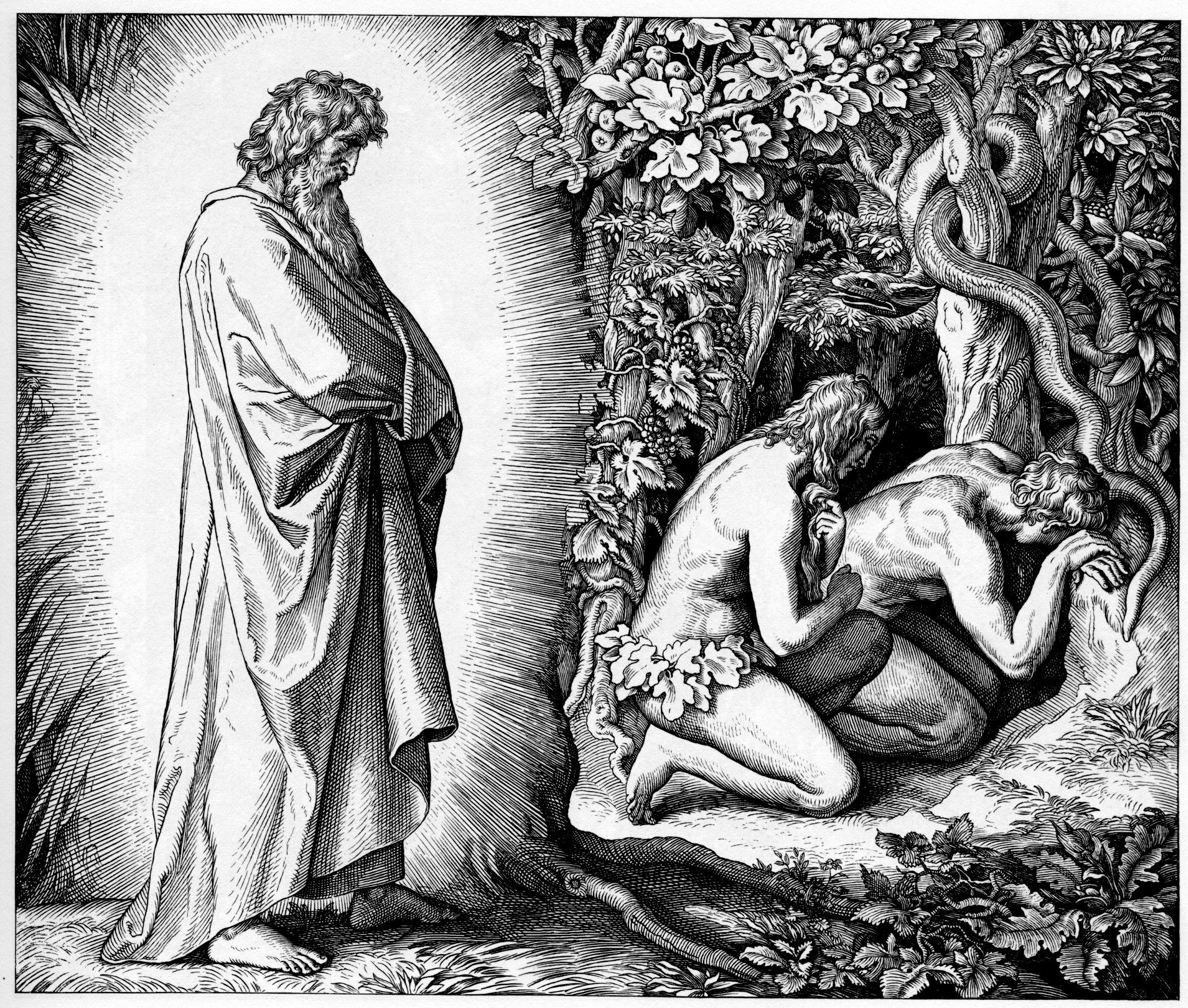 Адам и Ева скрываются от лица Господа