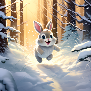 a childrens book image a little bunny running through the winer forest artstationcom - Яков Мексин. Про Зайчика и Белочку
