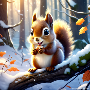 a childrens book image a squirrel in the winter forest chewing on a nut artstationcom - Яков Мексин. Про Зайчика и Белочку