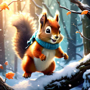 a childrens book imagea squirrel in a winter forest hopping on branches artstationcom 1 - Яков Мексин. Про Зайчика и Белочку