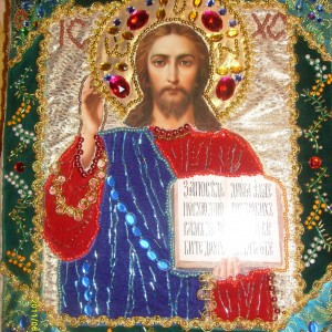 Вышитая риза для иконы "Иисус Вседержитель"