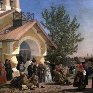 А. Морозов. Выход из церкви в Пскове, 1864