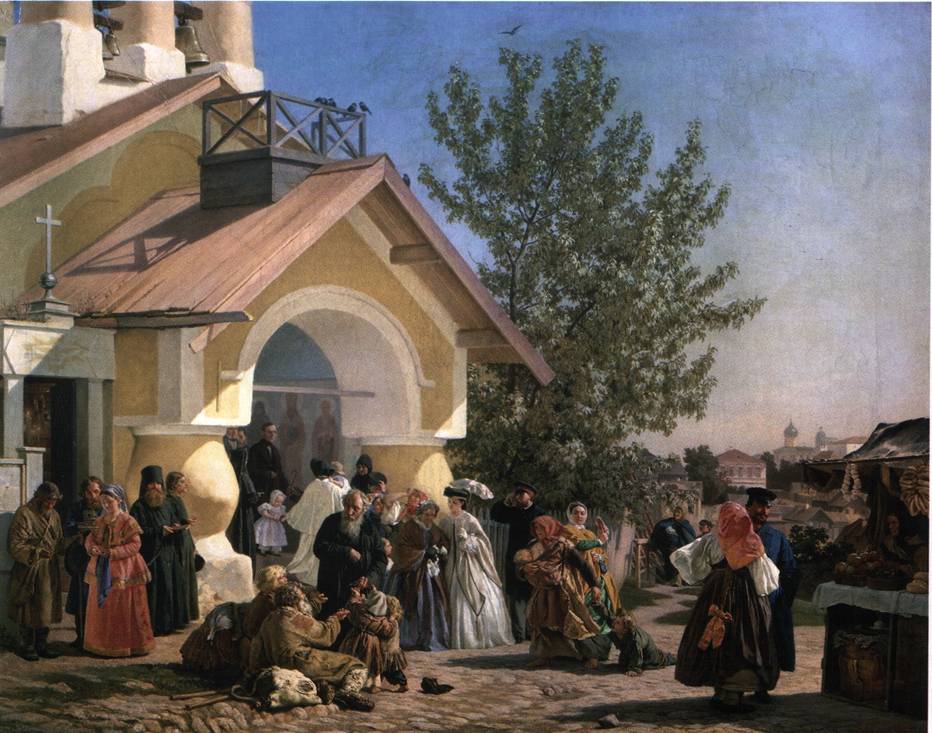 А. Морозов. Выход из церкви в Пскове, 1864