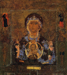 Икона Богоматери, именуемая "Знамение", прославилась в XII веке в Новгороде.