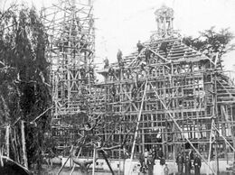 Строительство Тоёхасского Матфеевского храма. Сборка каркаса, фото 3 июня 1913 года