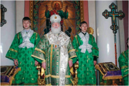 Высокопреосвященнейший Евсевий,служит Божественную Литургию в праздник Державной иконы Божией Матери. 15 марта 2013 года