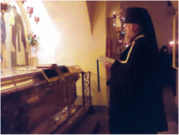 Служение Братского молебна преподобномученику Корнилию в Успенском соборе. 1 июля 2013 года