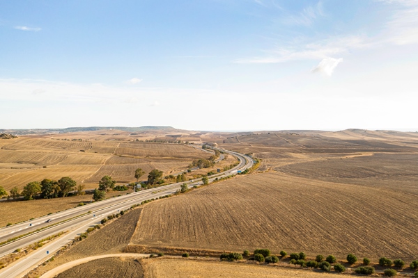 aerial panoramic landscape view of a road - Библия о пище