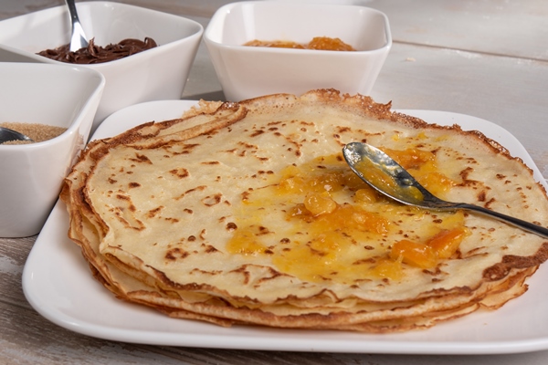 delicious pancakes with orange jam - Постные блинцы с апельсиновым соком