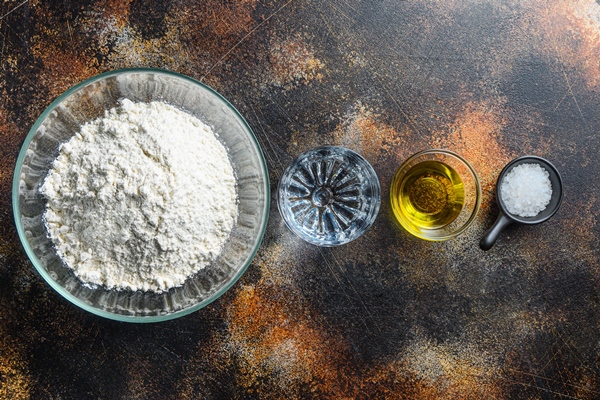 ingredients for the dough flour oil water and salt 1 - Постные кружевные блинцы на кипятке