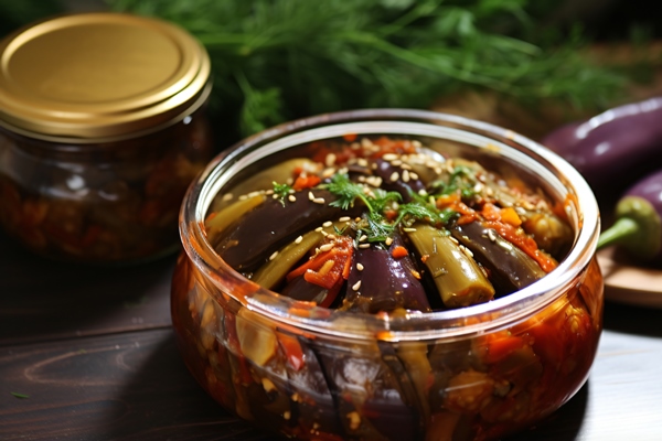 pickled eggplant maqdous with pickles - Хе из баклажанов и капусты на зиму (без стерилизации)