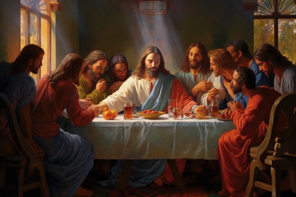 the last supper is a painting of jesus at the table - Библия о пище