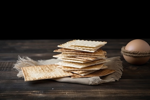 traditional matzah bread on rustic wooden table ai generative - Библия о пище
