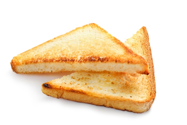 toast bread slices isolated on white - Судак с гренками и картофелем