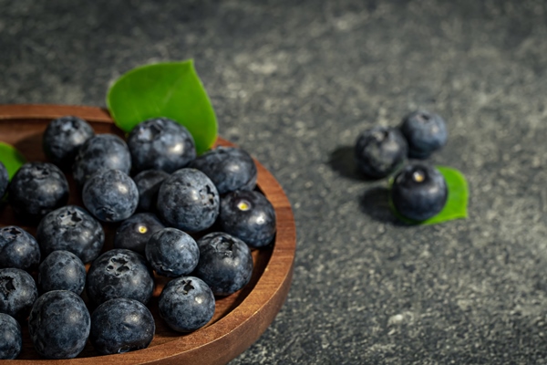 blueberries on a textured black background copy space - Черника, консервированная по-словацки