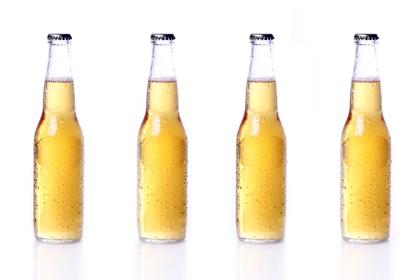 bottles of beer isolated on white - Квас бабушки Нины