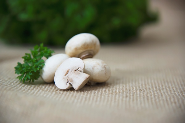 fresh champignon mushroom vegetable in the kitchen - Суп-пюре из жёлтого гороха