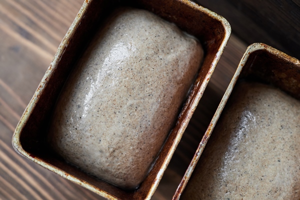 raw homemade yeast free bread in a baking dish - Финский овсяный хлеб
