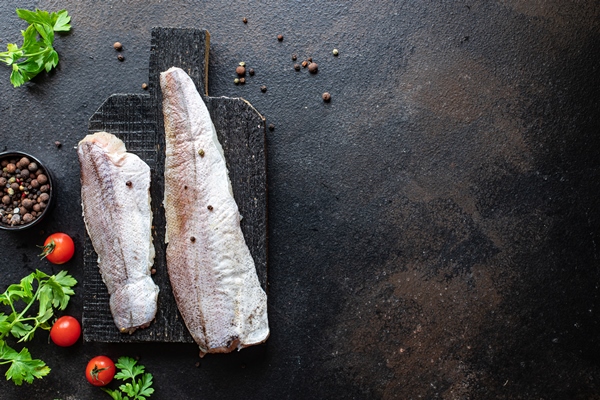 hake fresh pangasius fish seafood ingredient on the table healthy food - Постное заливное из рыбы на агар-агаре