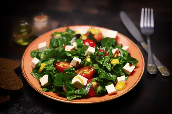 healthy salad with vegetables and feta - Салат овощной с сыром тофу