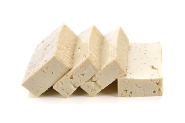 tofu cheese on white background - Постный салат "Мимоза" с морской капустой