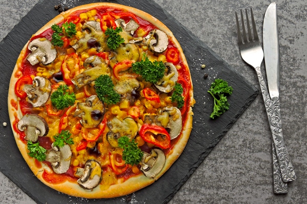 vegan pizza with mushrooms vegetables and herbs keto diet pegan diet 1 - Постная пицца с грибами и овощами