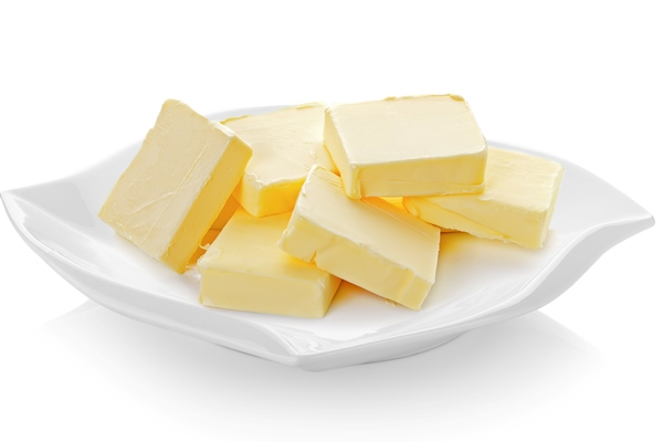 butter in ceramic plate beautiful shape - Суп-пюре из тыквы c картофелем и молоком