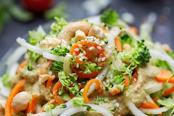 closeup shot of a bowl of the delicious vegan salad - Салат из трески с майонезом