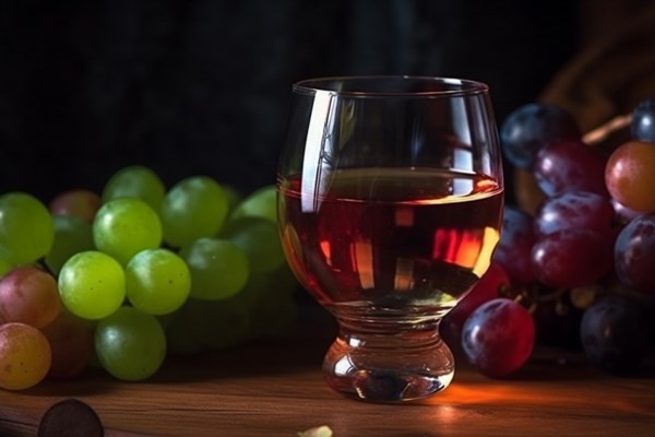 a glass of wine next to a bunch of grapes - Соус красный