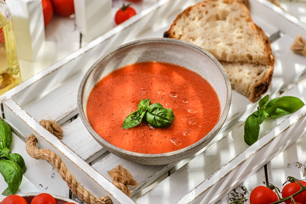 gazpacho tomato soup in a plate - Гаспачо по-мароккански