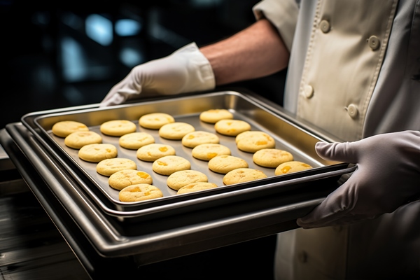 side view cook with tray of cookies - Монастырская кухня: галушки по-охотничьи, лимонное печенье