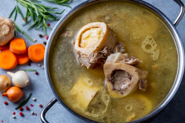 boiled bone broth homemade beef bone broth is cooked pot bones contain collagen which provides body with amino acids which are building blocks proteins - Суп рисовый слизистый на мясном бульоне