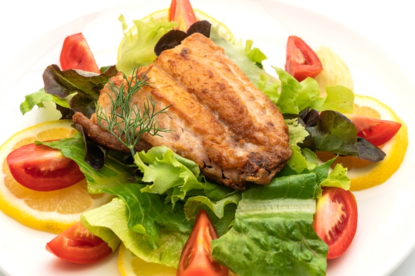 grilled snapper fish steak with vagetable - Окунь в томатном соусе с овощами