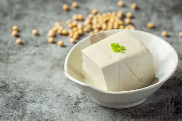 tofu made from soybeans food nutrition concept - Рулет постный из лаваша с икрой