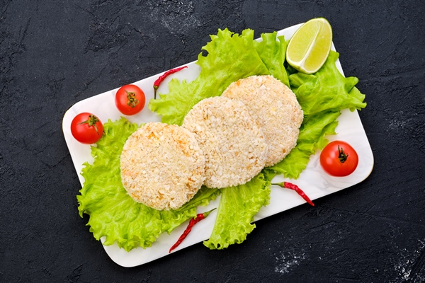 top view of trout meat cutlet in breading 1 - Котлеты рыбные "Монастырские"