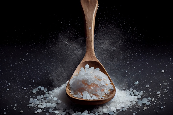 healthy sea salt on wooden spoon - Маринованные бутоны черемши