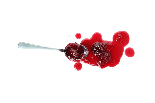 tasty cherry jam isolated on white background - Торт "Рождественское полено" с вишней
