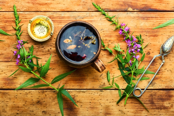 healing fireweed tea rustic wooden table - Иван-чай