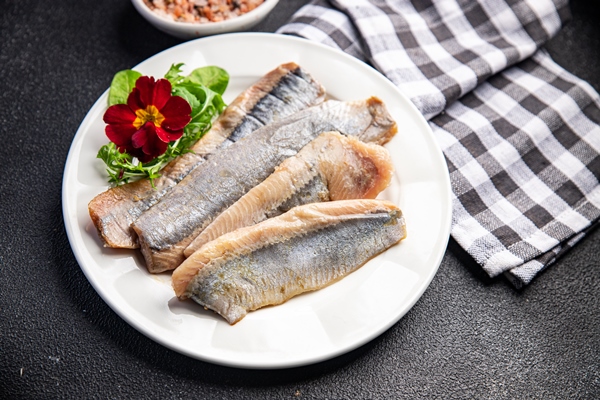 herring salted fish fillet fresh seafood healthy meal food snack on the table copy space food - Продукты против вирусов