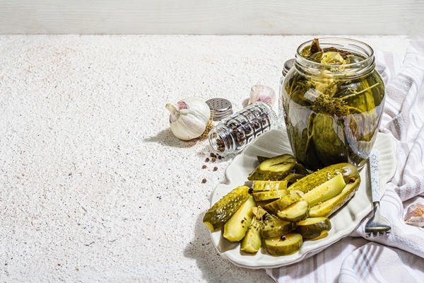 pickled cucumbers for winter organic food jar of homemade gherkins clean eating vegan concept - Праздничная солянка по-монастырски