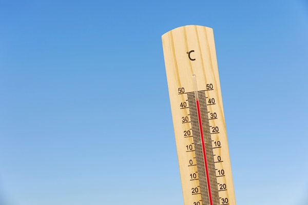 close up on thermometer showing high temperature - Лещина: сроки сбора лесного ореха и рецепт приготовления