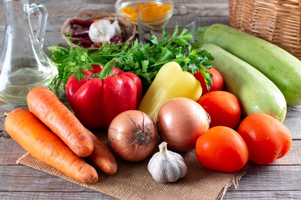 fresh vegetables on a wooden table vegan food healthy food - Монастырский концентрированный бульон, постный стол