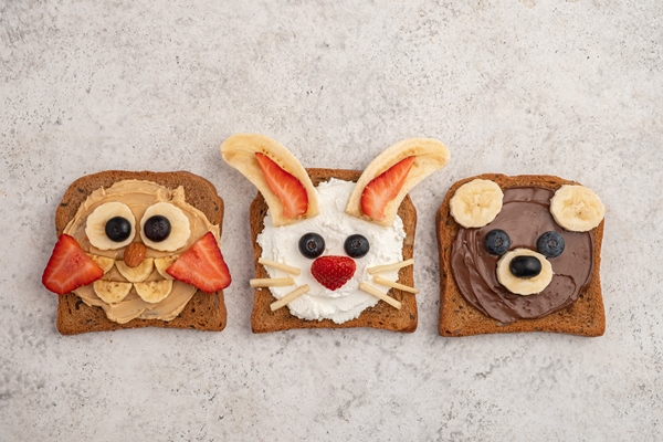 funny animal faces toasts for kids lunch - Тосты для детей на завтрак