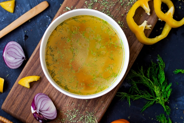 vegetable soup with sliced yellow paper 1 - Кёнигсбергские клопсы, постный стол