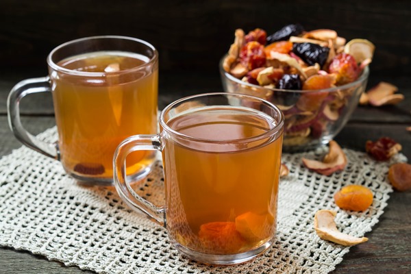 compote of dried fruits in the mug and assorted dried fruits in bowl - Православная поминальная трапеза