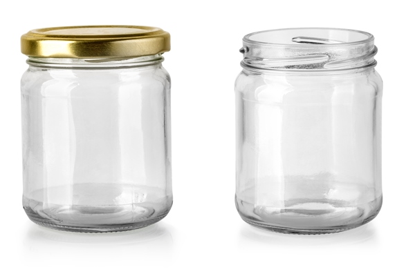 empty glass jar isolated with clipping path - Постная салатная заправка из оливкового масла с пряными травами и мёдом