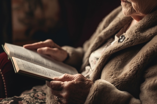 senior woman reading bible finding comfort in spirituality generated by ai - Православная поминальная трапеза