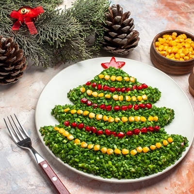 Постный салат с тунцом «Новогодний»